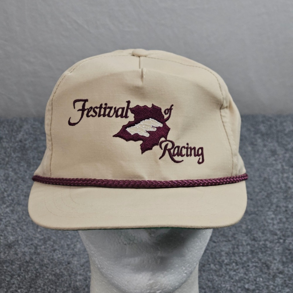 Vintage Festival of Racing Rope Hat Beige Snapback Cap Horseracing 80s 90s